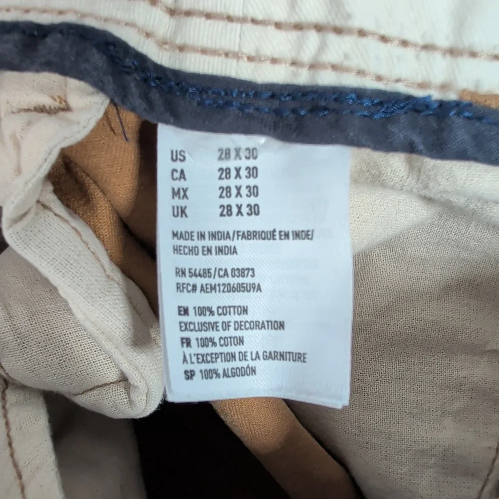 American Eagle Pants Mens 28x30 Brown Original Boot Chino Khaki Casual Workwear